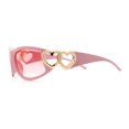 thumbnail image 6 of Womens Diva Wrap Around Double Heart Jewel Hinge Plastic Fashion Sunglasses All Pink, 6 of 7