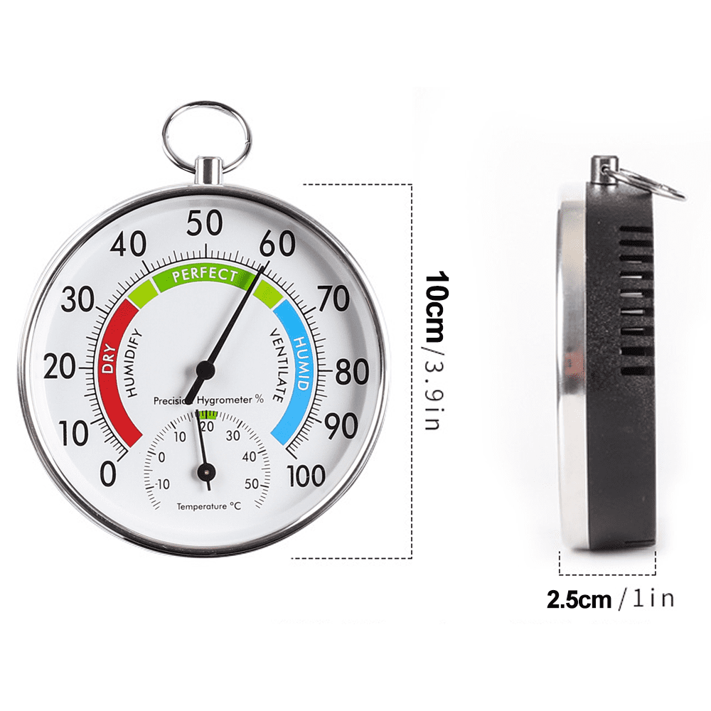 Indoor Outdoor Thermometer Hygrometer,Mini 2 in 1 Temperature Humidity  Gauge,Round Pointer Analog Hygrometer for Indoor Office Home Room Outdoor  W2D6 