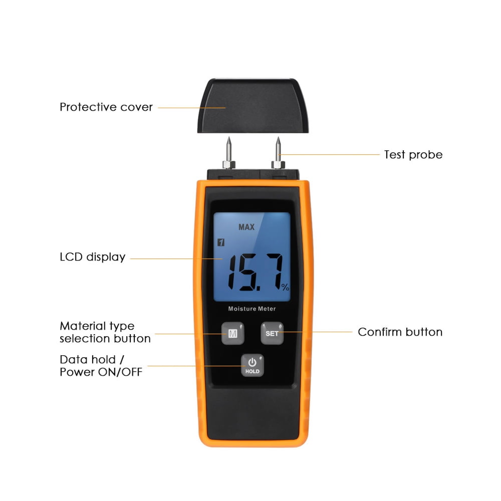 Détecteur d’humidité pour le bois, mesure avec broche ou avec sonde.