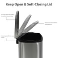 thumbnail image 4 of CL.HPAHKL 50 Liter / 13 Gallon Garbage Can, Fingerprint-Proof Garbage Can with Lid Stainless Steel Kitchen Trash Can with Removable Inner Bucket Step Trash Can, Brushed Stainless Steel Finish, Silver, 4 of 9