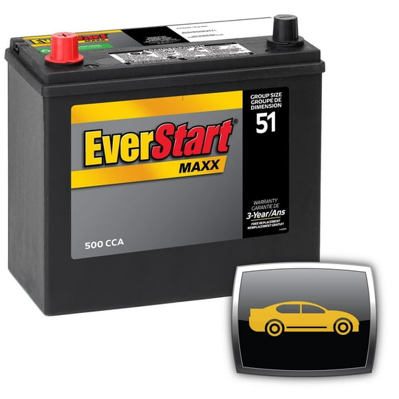 EverStart AUTO MAXX-51N, 12 Volt, Car Battery, Group Size 51, 500 CCA, EverStart, Car Battery