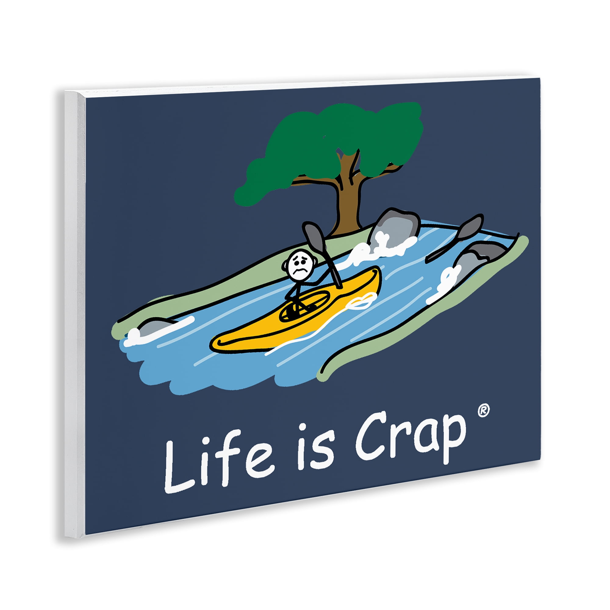 Stupell Industries Life Is Crap Kayaker Novelty & Humor Painting Unframed Art Print Wall Art, 14 x 11