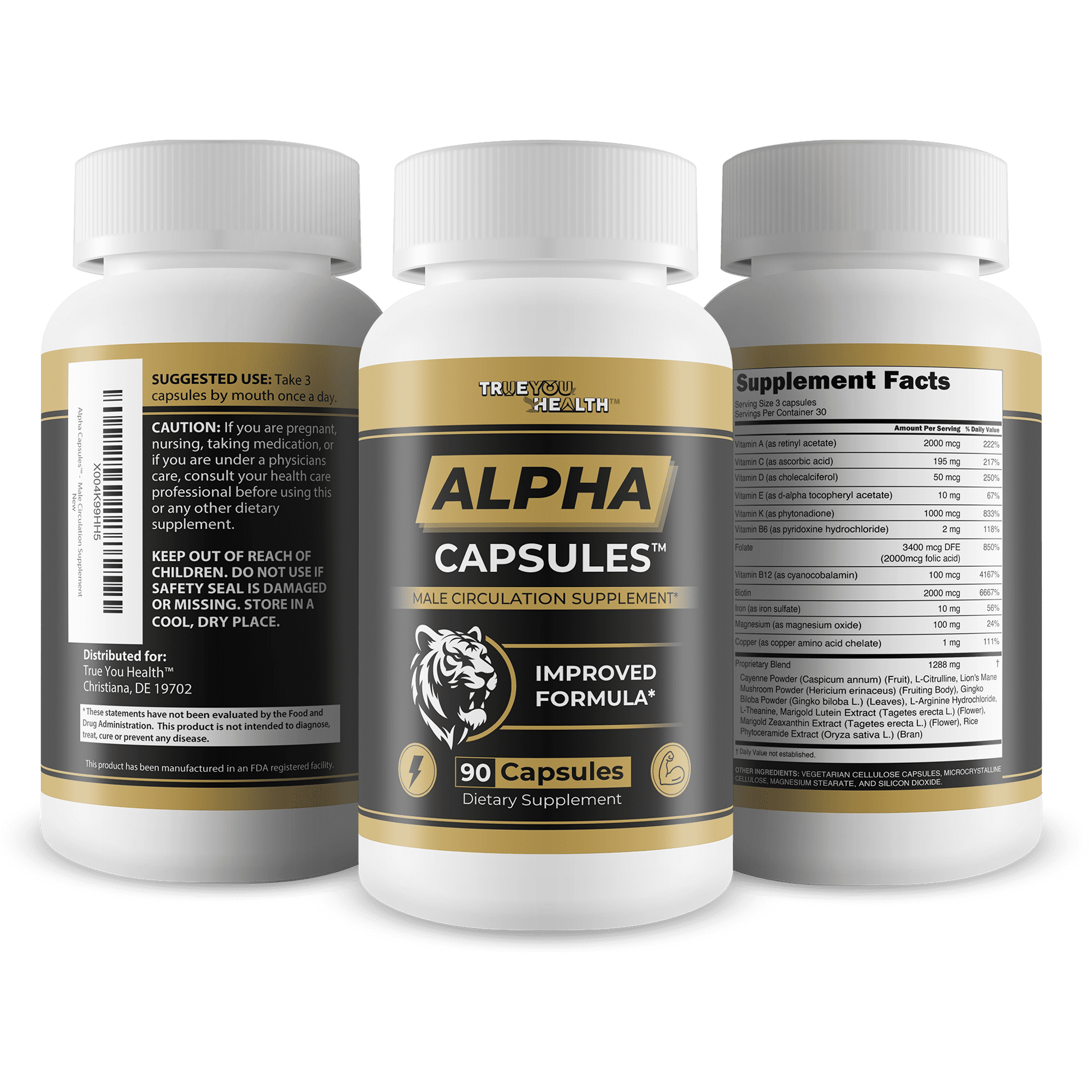 Alpha Capsules - Male Circulation Supplements for Men - Advanced Blood Flow Booster - Alpha Boost Alpha Bites Pills - Blood Flow Max Alpha Bites Supplement - Vitamin Blood Flow Alpha Bites Male Pills