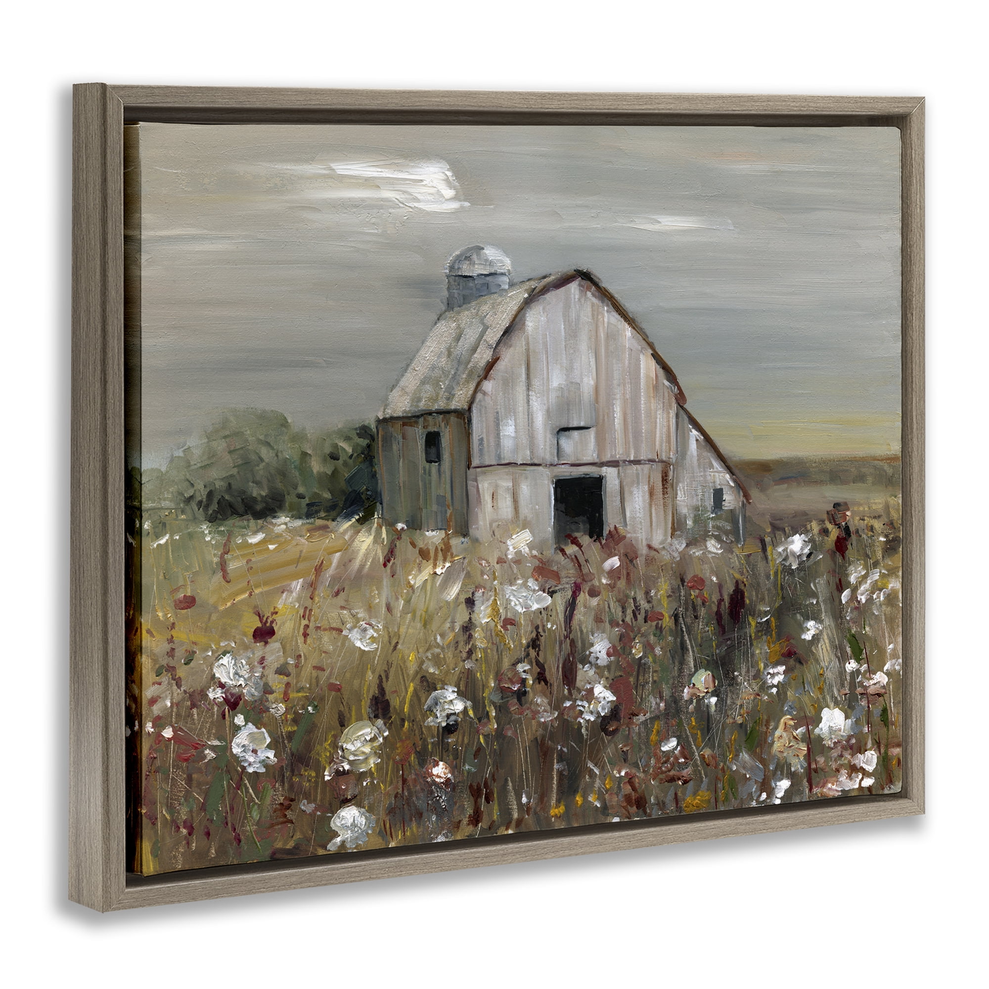 Stupell Industries Natural Farm Landscape Landscape & Nature Painting Brown Floater Framed Canvas Art Print Wall Art, 31 x 25