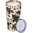 thumbnail image 2 of Western Cow Print Tumbler with Lid and Straw, 20 Oz Stainless Steel Insulated Brown Cow Water Bottle Cup Coffee Mug, 2 of 7