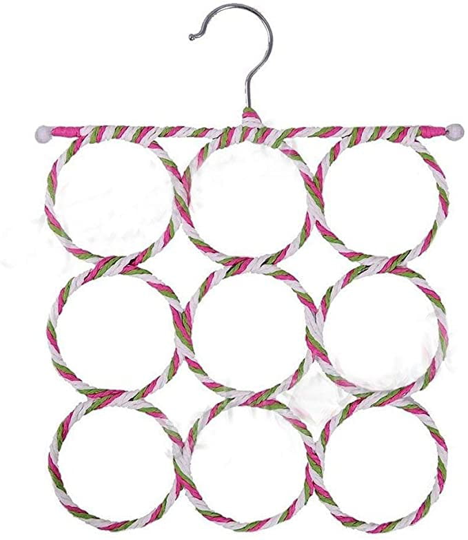 9 Ring Rope Shawl Multi Screen Scarf Belt Tie Slots Holder Organiser Hangers Organiser Hole Design 