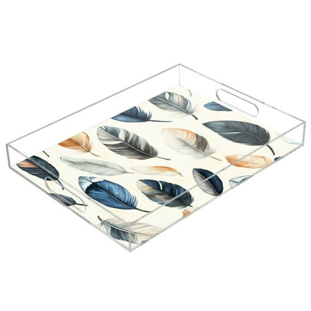 

Acrylic Tray 15.7*11.8*1.9 Inch Transparent Tray Food Tray Tea Cup Tray Serving Trays Cosmetics Storage Kitchen Table Bathroom Sundry Storage Gray Plumage
