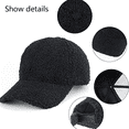 thumbnail image 3 of Gorra de béisbol de lana de cordero artificial Harhinhe Gorra de hip hop cálida de invierno con forro polar resistente a los arañazos, 3 of 5