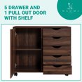 thumbnail image 6 of Naomi Home Amy 5 Drawer Wood Storage Chest with Wheels for Bedroom or Office, Brown Oak, 1 Unit, 6 of 9