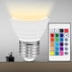 thumbnail image 5 of Foco LED RGB E27, bombilla RGB, lámpara de 16 colores que cambia, control remoto de 24 teclas, decoración navideña Lente Crema Blanco Cálido, 5 of 8