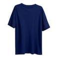 thumbnail image 4 of Womens Plus Size Tops Loose Fit Casual Summer Crew Neck T-Shirts Short Sleeve Plain Tshirts Soft Basic Tees (3XL, Blue), 4 of 5