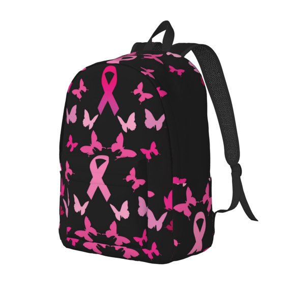 Xecao Breast Cancer Canvas College Laptop Backpack, a durable rucksack designed for both men and women, ideal for travel, school, and daily use-Small