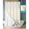 thumbnail image 2 of No Hook Shower Curtain with Snap in Liner, Spring Vintage Watercolor Red Flowers and Black Butterfly Shower Curtains for Bathroom, Washable Shower Curtain Liner Set with Mesh Top Window, 54"x78", 2 of 6