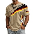 thumbnail image 3 of Soccer Cup 2026 Jersey for Men, Crew Neck Short Sleeve Deutschland Brushstroke Graphic Tee with Waffle Knit Texture - Moisture-Wicking Athletic Top for Match Day & Gym Khaki XXXL, 3 of 7