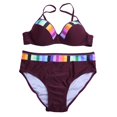 thumbnail image 4 of HOMBOM Womens Swimsuits Tankini Bikini Wine Sexy Print Two-piece Sets Backless Swimsuit Women Clearance M, 4 of 9