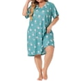 thumbnail image 2 of DARING DIVA Women's Plus Size V Neck Star Moon Pattern Nightgown 3X Blue Green, 2 of 6