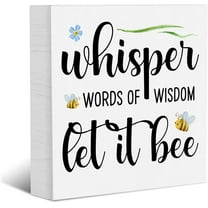 Zomyto 5x5 Inches Bee Decor Wood Box Signs Bee Gifts Summer Decorations for Home Office Desk Decor Summer Holiday Wooden Box Signs for Farmhouse Home Table Bookshelf Tabletop