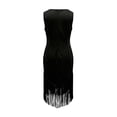 thumbnail image 4 of XIAONU Fringe Zipper Dress for Women Sleeveless Western Irregular Hem Party Midi Dress, 4 of 5