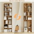 thumbnail image 6 of Hiphuta 7-Tier Double Wide Media Tower Rack, 71 X 20 X 9 Inches CD DVD Slim Storage Cabinet with Adjustable Shelves, Sturdy Tall Narrow Bookcase Display Bookshelf for Home Office, Natural, 6 of 7
