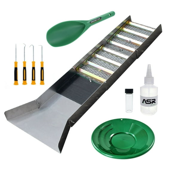 ASR Outdoor 6-Piece Green Gold Panning Kit Kids Metal Detector Kit