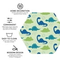 thumbnail image 3 of Honeii Cute Dinosaur Blue Green print Leather Coaster Set of 4, ideal for safeguarding your furniture from drinks spills and effortless cleanup-Hexagon, 3 of 6