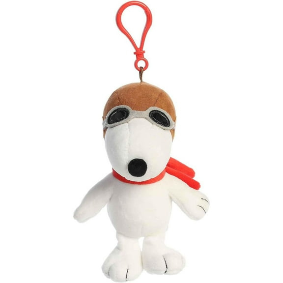 Aurora - Mini White Peanuts - 5" Flying Ace Keychain - Adorable Stuffed Animal