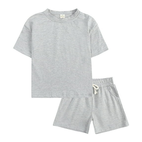 Toddler Boys Outfits Kids Baby Girls 2 Piece Tracksuit Summer Solid Short Sleeve T Shirt With Shorts Set Clothes for Boys Size 4-5T