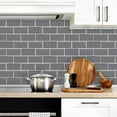 thumbnail image 2 of 1 Sheet Peel and Stick Kitchen Backsplash Tile Stickers Self Adhesive Stick on Subway Tile 12" x 5" Bathroom Splashback Water Heat Resistant 3D Wall Tiles, 2 of 6