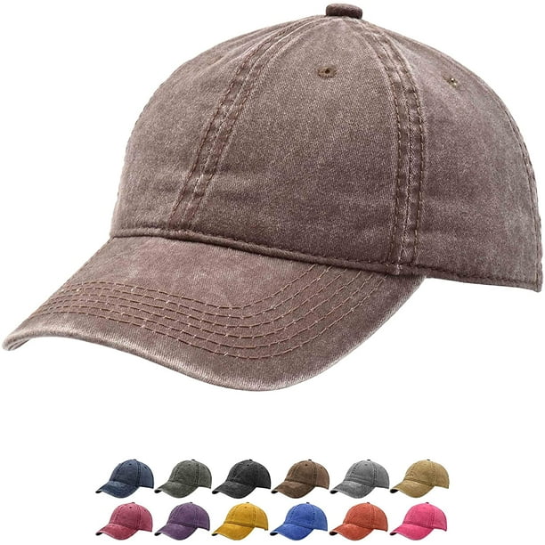 Vintage Cotton Washed Adjustable Baseball Caps Men and Women Unstructured Low Profile Plain Classic Retro HatCoffee Walmart