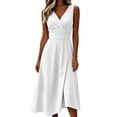 thumbnail image 2 of QUNYINEY A Line Summer Womens Dresses Sleeveless Casual White Long Sundress V Neck Vacation Loose Fit Dresses, 2 of 6