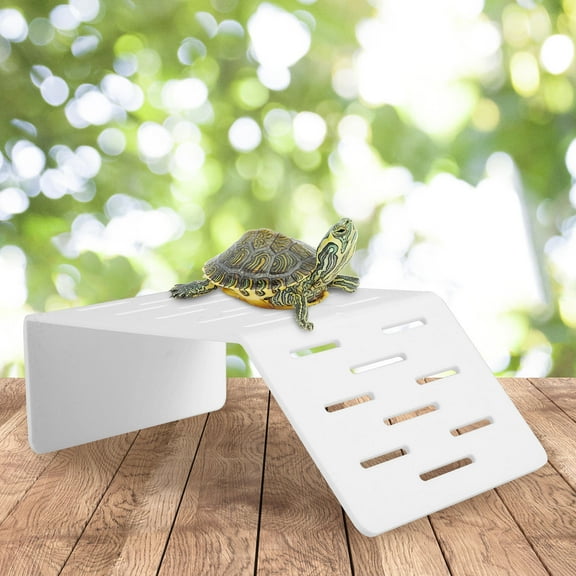 FRCOLOR  Aquatic Turtle Basking Platform Ramp Tortoise Bedding Tank Decor White