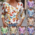 thumbnail image 5 of Dvprdro Women's Long Sleeve Floral Printed Blouse Fashion Lapel V Neck Buttons Elegant Work Shirts Top Loose Fit Casual T-Shirt Tops, 5 of 5