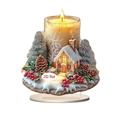 Festive Ornament Festive Acrylic Christmas Ornament 2d Desktop Decorative Piece with Base Holiday Tabletop Display Seasonal Home Office Decor Christmas Tree Accent Acrylic Christmas Decor