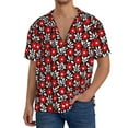 thumbnail image 3 of Xecao offers the Red Floral for Men's Casual Short-sleeved Shirt, a button-up collared shirt with a pocket, perfect for beach vacations and yacht travel in the 4X-Large size., 3 of 7