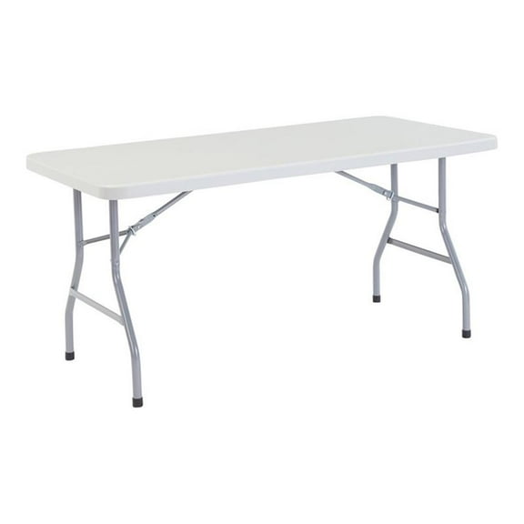 Pemberly Row 30x60" Modern Plastic Heavy Duty Folding Table in Speckled Gray