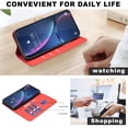 thumbnail image 5 of Compatible with Samsung Galaxy S25 Edge Wallet Case with Card Holder, Premium PU Leather Floral Design Flip Cover with Kickstand Magnetic Closure, RFID Blocking Phone Case for S25 Edge, Red, 5 of 6