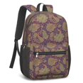 thumbnail image 2 of Paisley and Floral Purple Pattern 17" Waterproof Oxford School Backpacks for Teens, S-Shape Padded Straps, for School, Travel, Hiking, Camping, 2 of 5