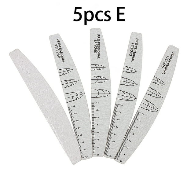 Lima de uñas tampón 100/180/240 grano media luna limas de uñas papel de lija de doble cara lijado de uñas Gel de pulido herramienta de manicura