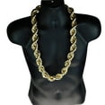 thumbnail image 4 of Huge Mens 14k Gold Plated Chain Hollow Rope Dookie 30MM Wide x 36" Inch Long Hip Hop Rapper Necklace, 4 of 6