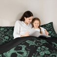 thumbnail image 4 of Castle Fairy Abstract Gothic Skull Queen Comforter Set 3 Pieces,Boho Flower Damask Comforter Sets Queen,Black Sages,1 Comforter and 2 Pillowcases,Black Reversible, 4 of 6