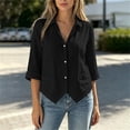 thumbnail image 6 of Neewe Cotton Button Down Shirts for Women 3/4 Sleeve Tops V Neck Collared Blouses Business Casual Outfits, 6 of 8