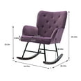 thumbnail image 3 of Accent Rocker Chair Velvet Upholstered Rocking Chair with Button Tufted Back Modern High Back Baby Nursery Armchair with Solid Wood Base for Living Room Office Bedroom, Purple, 3 of 7