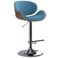 thumbnail image 5 of Simpli Home Marana Bentwood Adjustable Swivel Bar Stool In Blue Linen Linen Look Fabric, 5 of 13