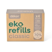 Diaper Dekor Eko Classic Refills, 4 Count | ONLY Eco-Friendly Diaper Pail Refills Made With 70% Recycled Materials | Quicker, Easier & More Cost Effective than Trash Bags