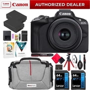 Canon EOS R50 Mirrorless Camera (Black) with RF-S 18-45mm F4.5-6.3 IS STM Lens 5811C012 Bundle with Deco Gear Photography Bag + 2 x Battery + 2 x 64GB Memory Cards| Official Canon USA Dealer