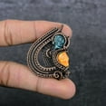 thumbnail image 2 of Natural Mosaic Jasper Gemstone Copper Wire Wrap Gift Jewelry Pendant 1.97", 2 of 4