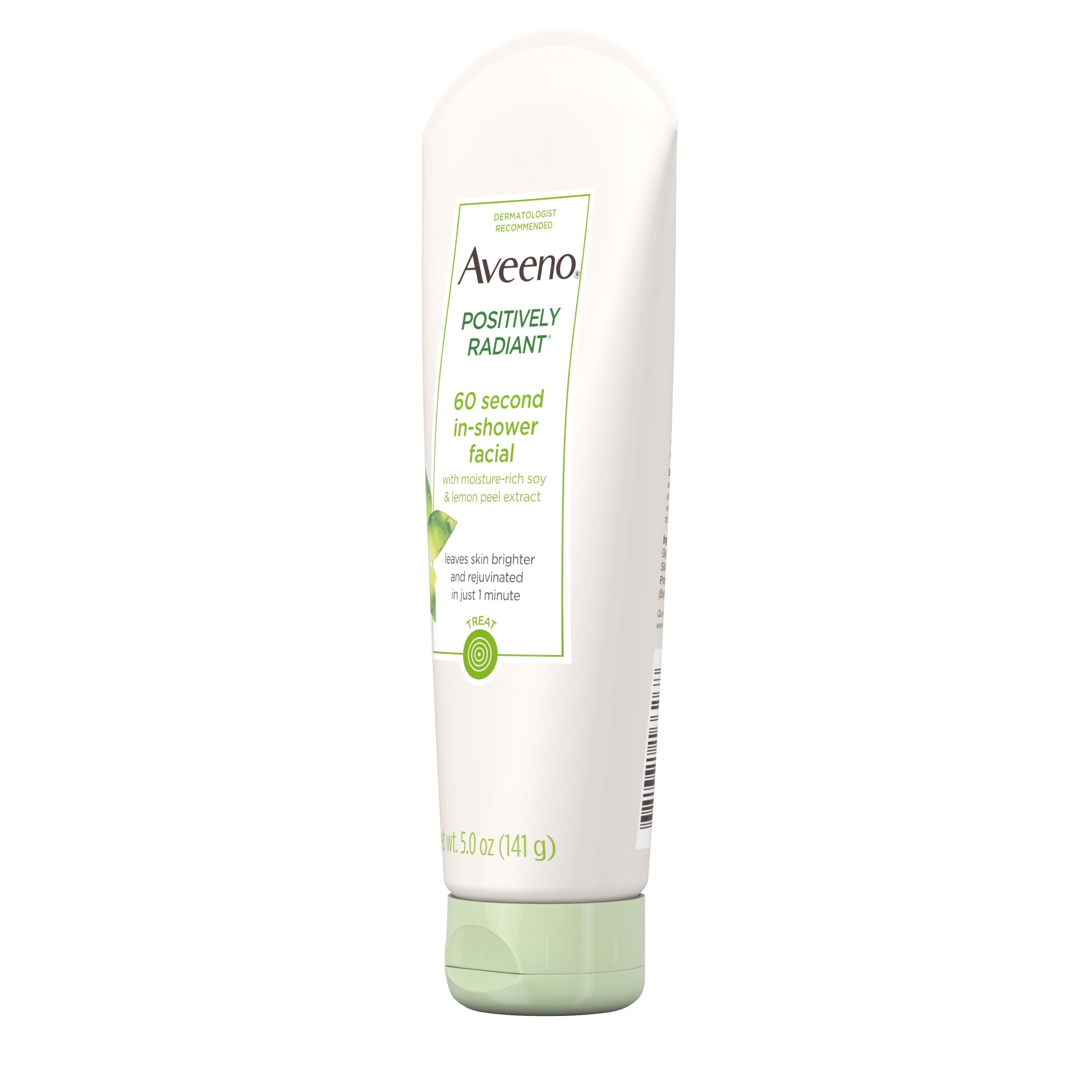 Aveeno Positively Radiant Soy, Glycolic Acid, and Kaolin Clay 60 Second in-Shower Facial Cleanser Liquid, 5 oz