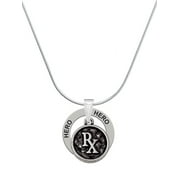 Delight Jewelry Silvertone Medical Caduceus Seal - Rx Hero Ring Charm Necklace, 18"