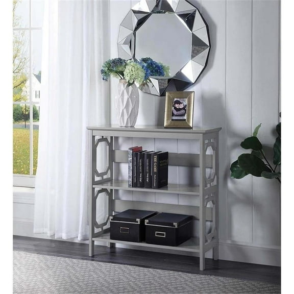 Pemberly Row Three-Tier Bookcase in Gray Wood Finish