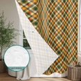 thumbnail image 3 of Green Orange Checkered Shower Curtain - Water Repellent Fabric Shower Curtains Washable, Classic Buffalo Plaid Decorative Polyester Cloth Bathroom Curtains Modern Bath Decor 36"x72", 3 of 4